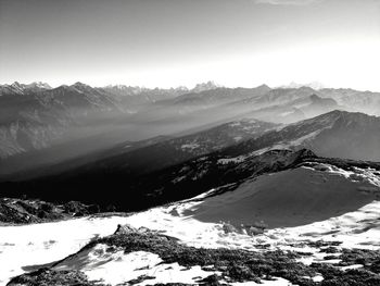 Scenic view of mountains against clear sky