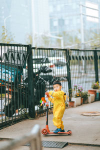 Full length of a boy playing outdoors
