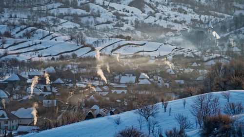 Scenic view of snow covered landscape