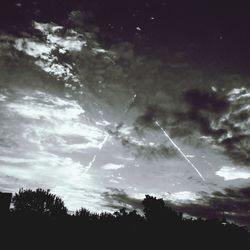 Low angle view of silhouette trees against sky