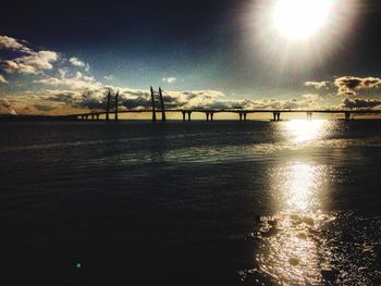 Scenic view of river against sky during sunset