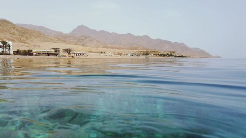 Scenic view of sea against clear sky