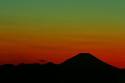 Scenic view of mountains at sunset