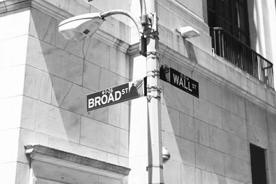 Low angle view of road sign against building in city