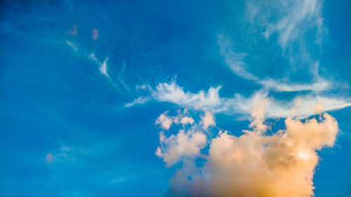 Low angle view of clouds in blue sky