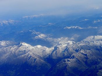 Aerial view of mountains against sky