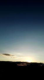 Silhouette of landscape against sky at sunset