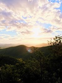 Scenic view of landscape against sky during sunset