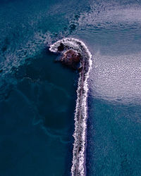 High angle view of ship in sea