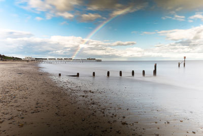 Scenic view of beach against sky