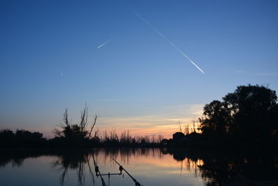 Scenic view of calm lake at sunset