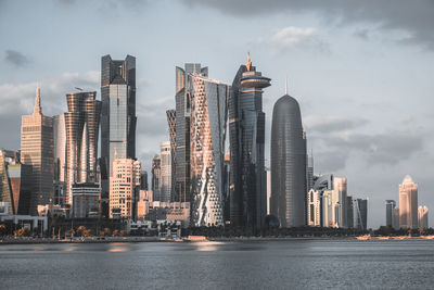 The skyline of doha city center, qatar, middle east.