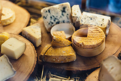 High angle view of bread on table