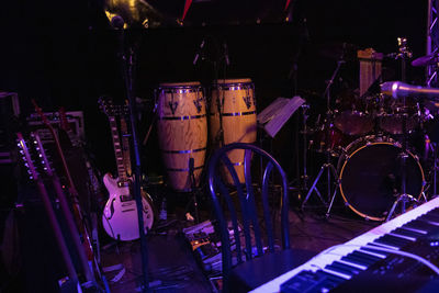 View of guitar at music concert