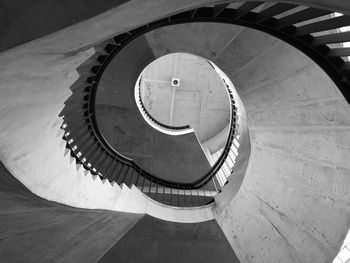 High angle view of spiral stairs