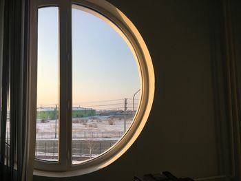 Buildings seen through window