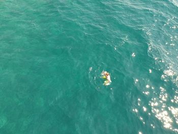 High angle view of man in sea