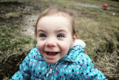 Portrait of cute girl smiling