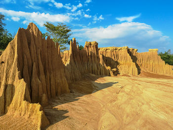 Panoramic view of rock formations against sky