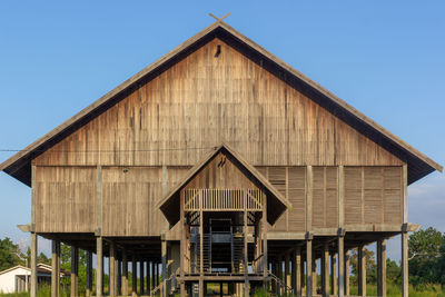 Low angle view of house against clear sky