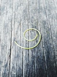 High angle view of wooden plank on table