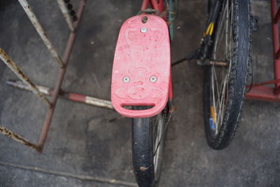 High angle view of bicycle