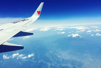 Cropped image of airplane flying over landscape