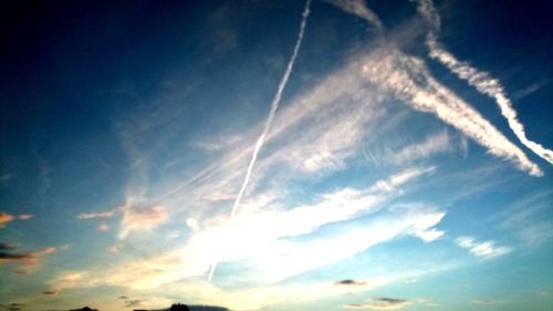 Low angle view of vapor trail in sky