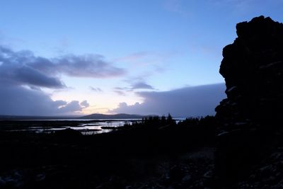 Scenic view of sea against sky at sunset