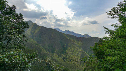 Scenic view of mountains against sky