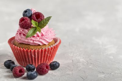 Close-up of strawberries on table