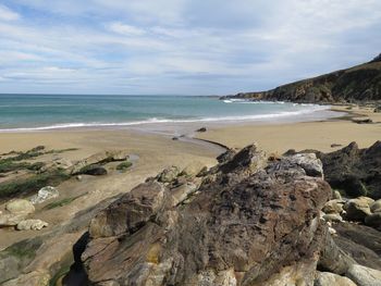 Scenic view of beach against sky