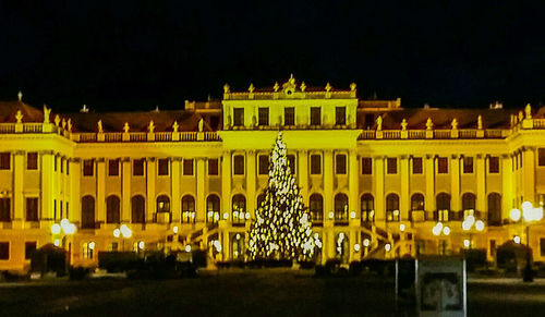 Illuminated building at night