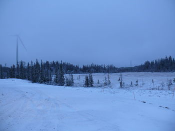 Scenic view of snow covered landscape