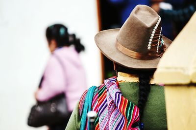 Rear view of women in traditional clothing