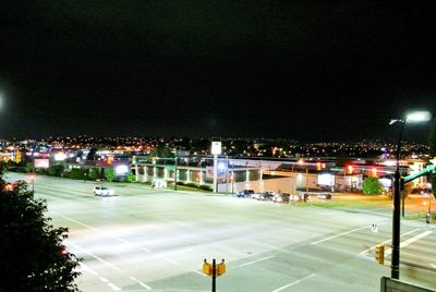 View of illuminated buildings at night