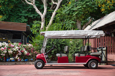 Golf car in ancient siam, ancient city the world's largest outdoor architectural attraction park