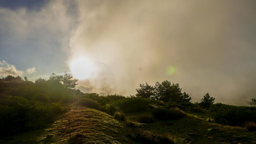 Scenic view of landscape against cloudy sky