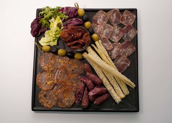 High angle view of food on table