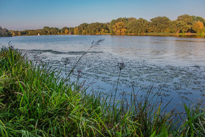 Scenic view of lake against sky