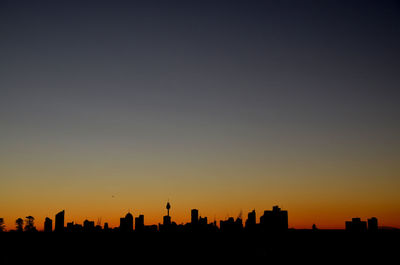 Silhouette buildings against sky during sunset