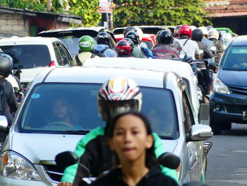 Close-up of woman in car