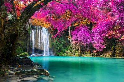 Scenic view of waterfall