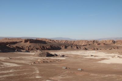 Scenic view of desert against clear sky