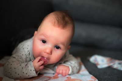 Closeup portrait of cute little baby