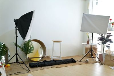 Chairs and table against wall at home