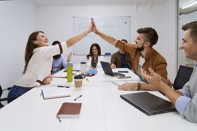 Business colleagues working at office