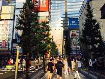 Woman standing in city