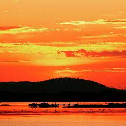 Scenic view of mountains at sunset
