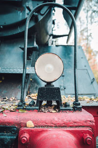 Close-up of steam train